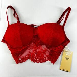 Blashe Valentines Red Lace Padded Stretch Bra Large